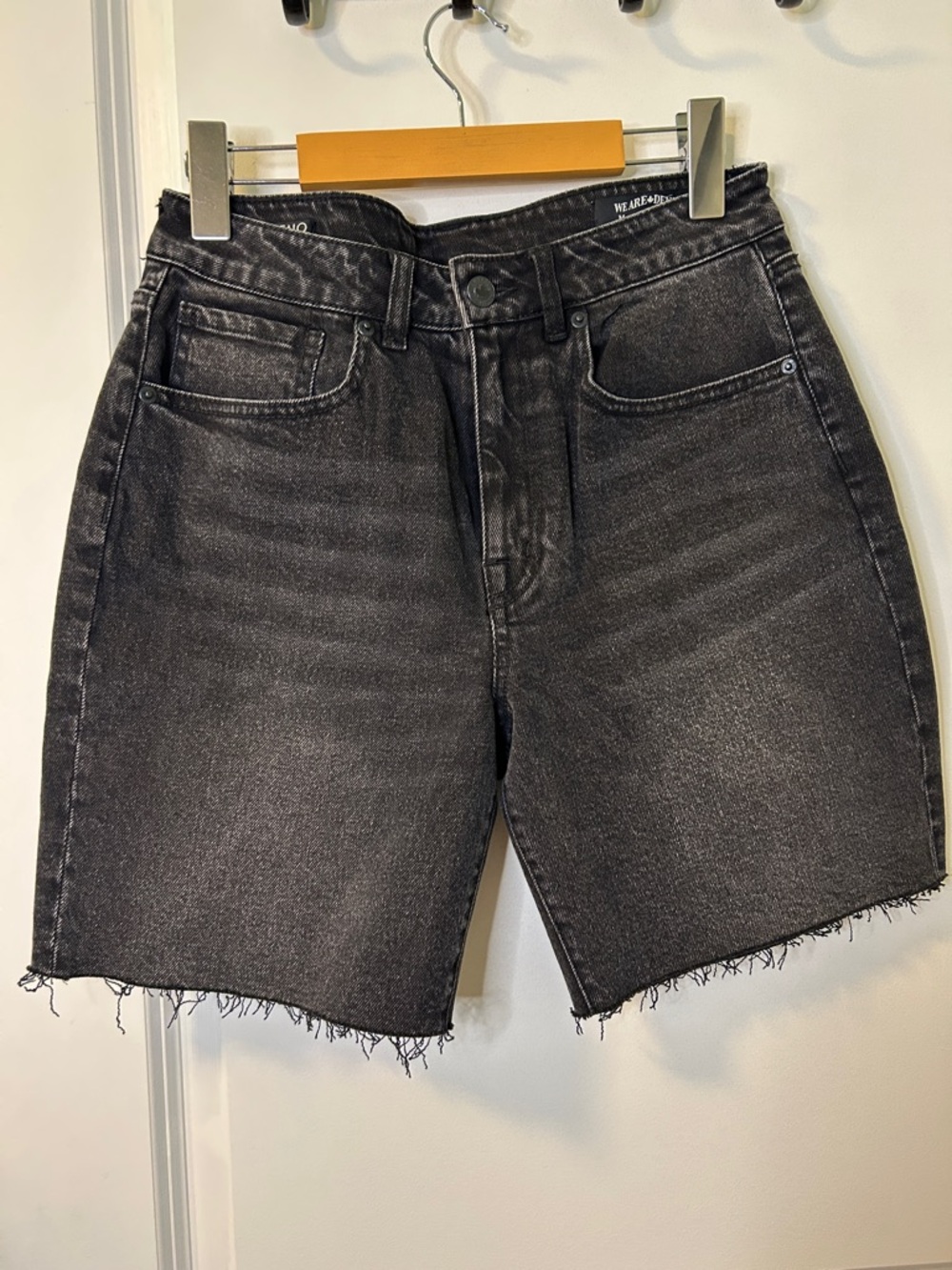 105. Buffalo David Bitton Washed Black Frayed Hem Denim Shorts